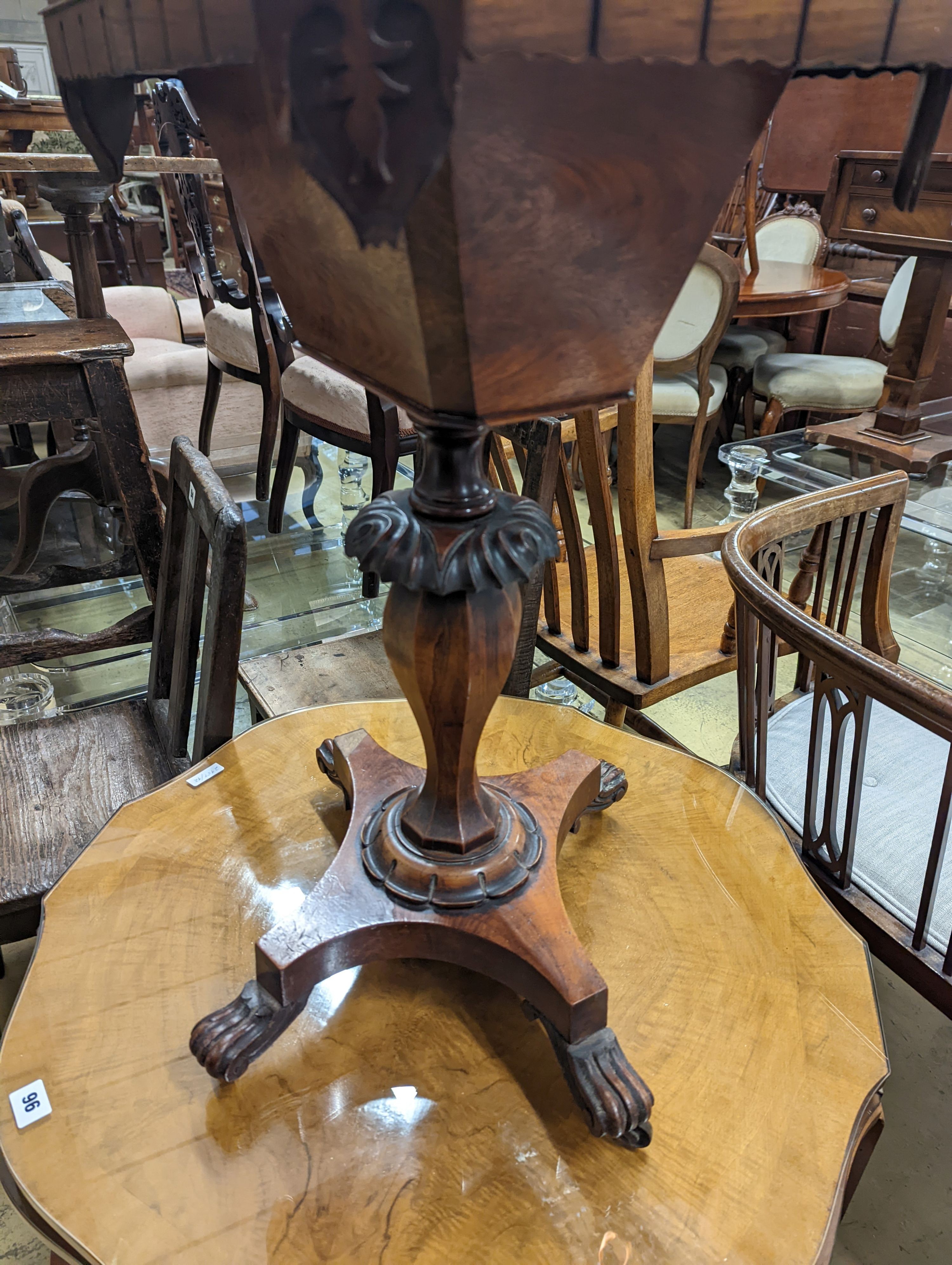 A William IV mahogany work table, width 44cm, depth 34cm, height 72cm